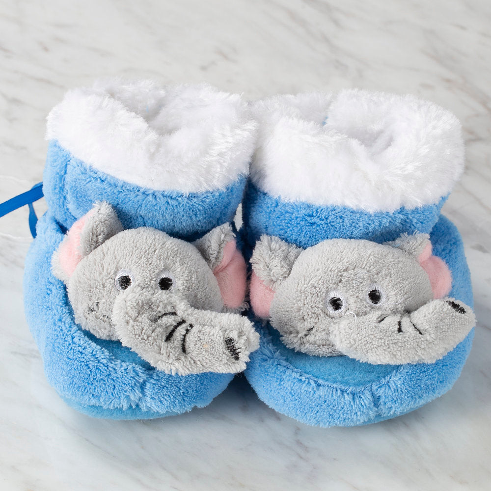 Loren Baby Booties, Blue Elephant - Large