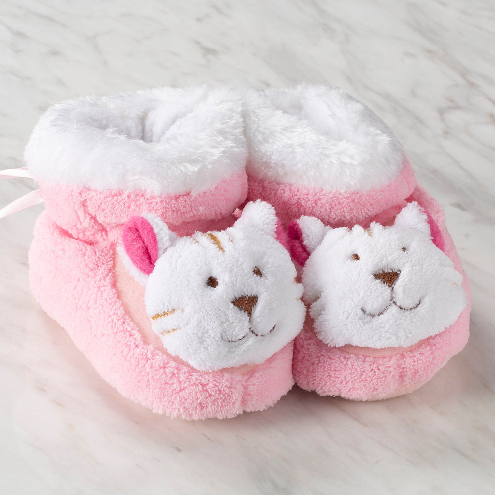 Loren Baby Booties, Light Pink Cat - Large