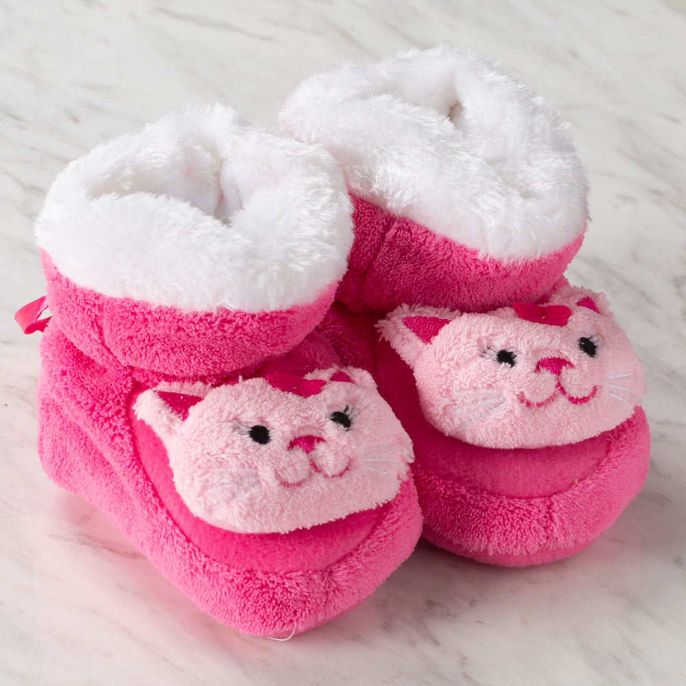 Loren Baby Booties, Pink Cat - Large