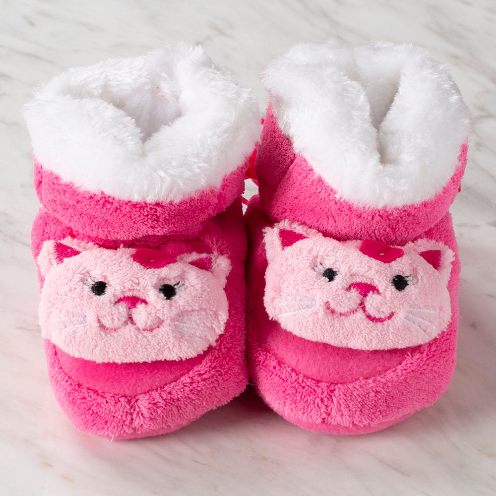 Loren Baby Booties, Pink Cat - Large