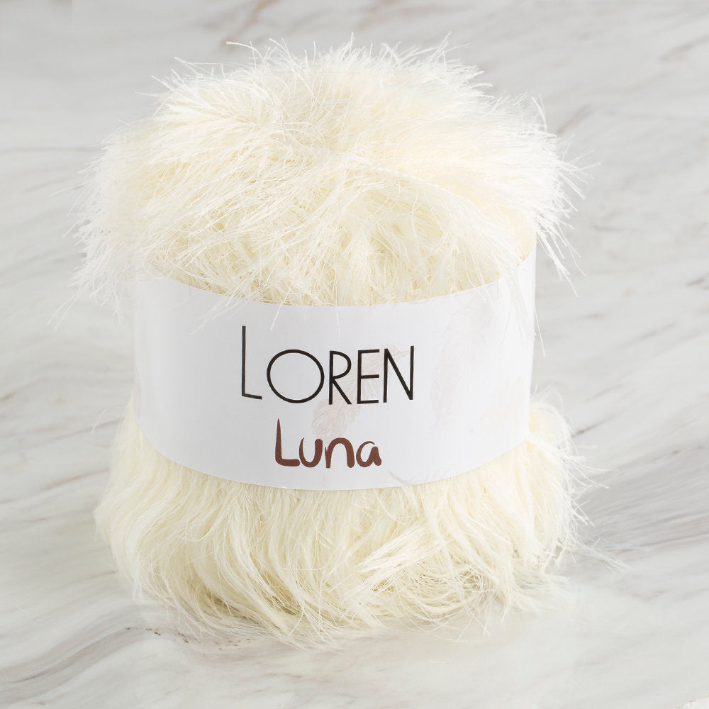 Loren Luna Eyelash Yarn, Cream - R083