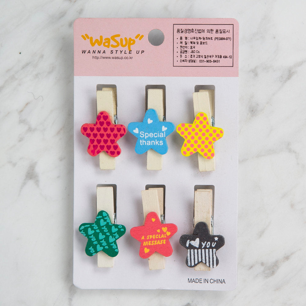 Loren Decorative Wooden Pegs (6 pcs), Stars