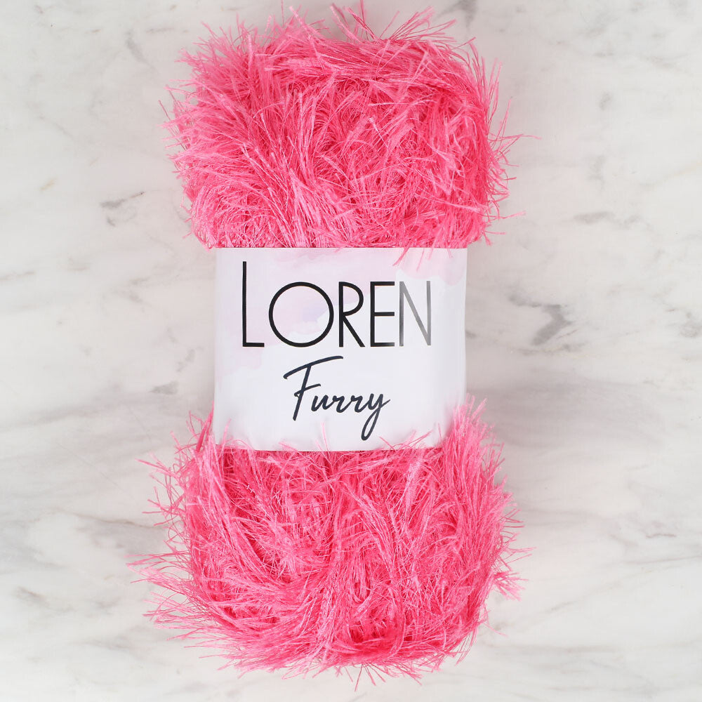 Loren Furry Knitting Yarn, Dark Pink - RF016