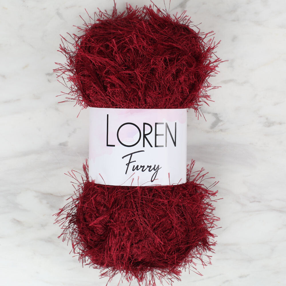 Loren Furry Knitting Yarn, Claret - RF026