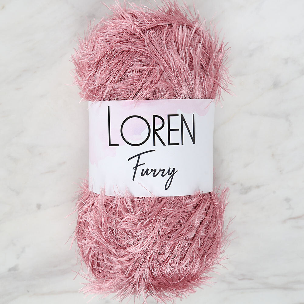 Loren Furry Knitting Yarn, Dried Rose - RF028