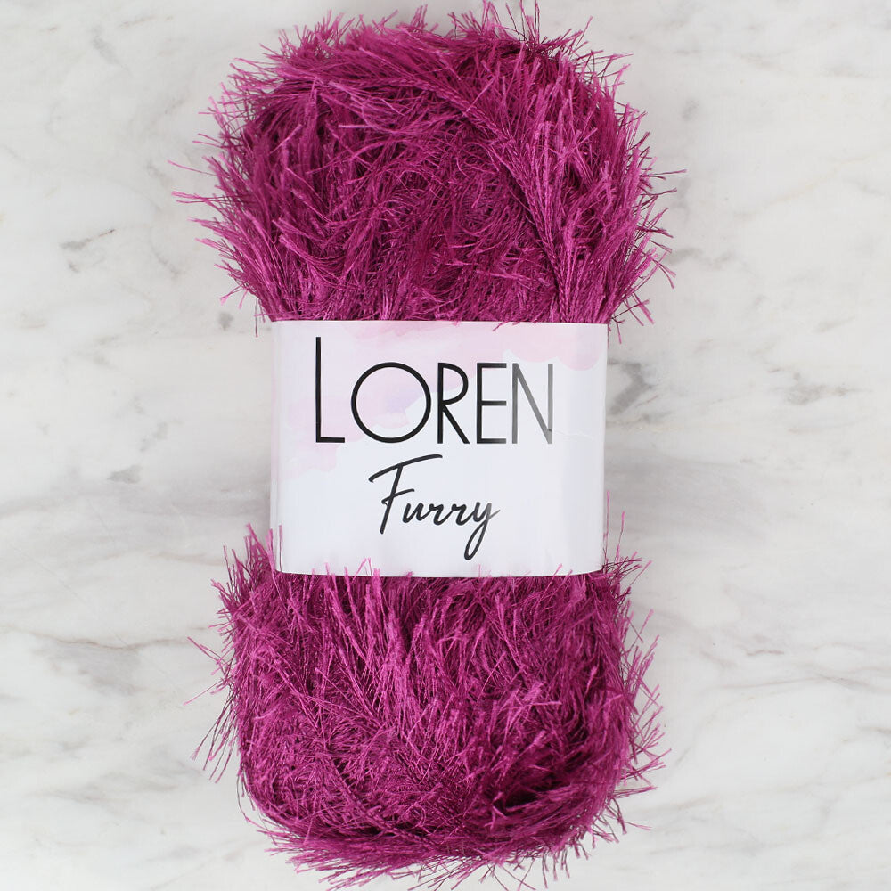 Loren Furry Knitting Yarn, Purple - RF031