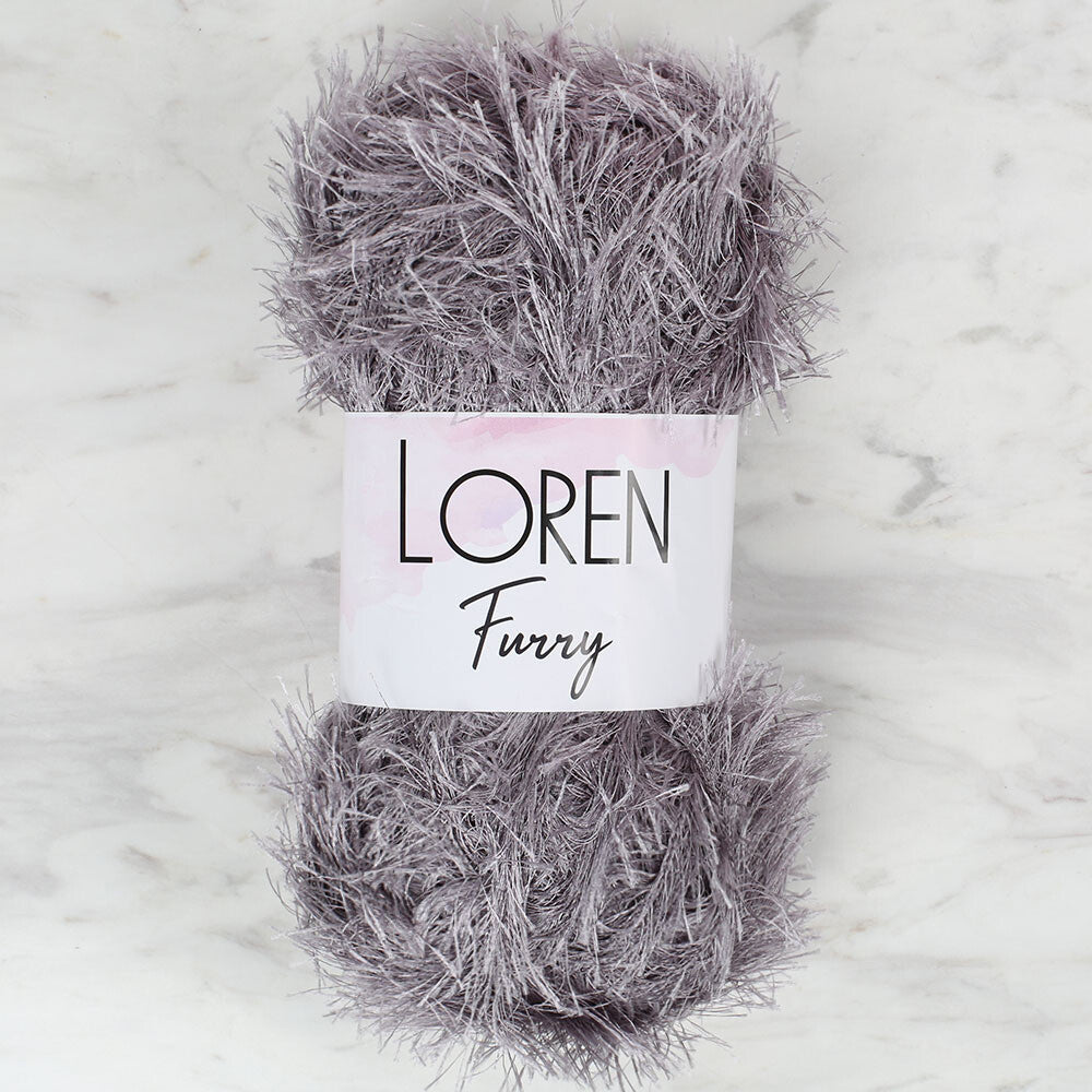 Loren Furry Knitting Yarn, Dark Grey - RF036