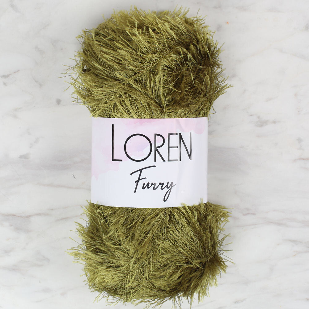 Loren Furry Knitting Yarn, Green - RF044