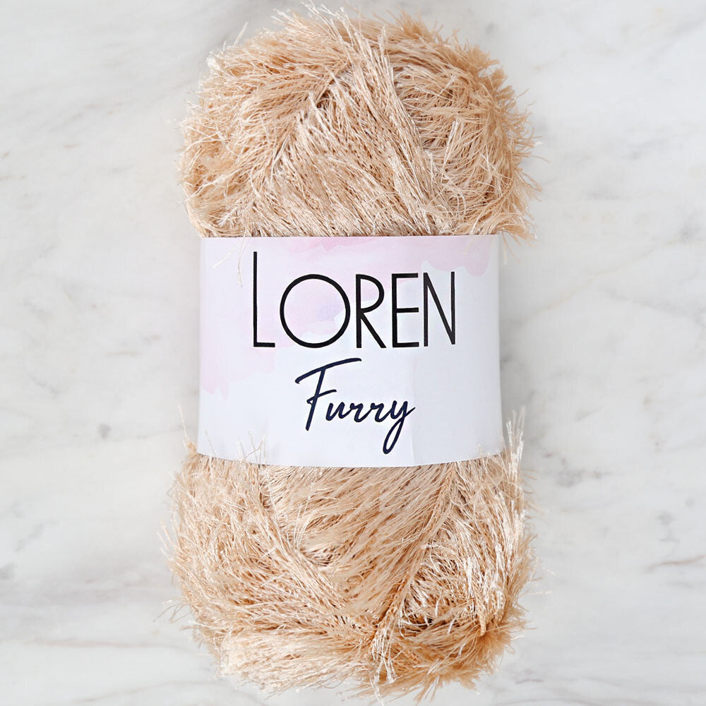 Loren Furry Knitting Yarn, Beige - RF100