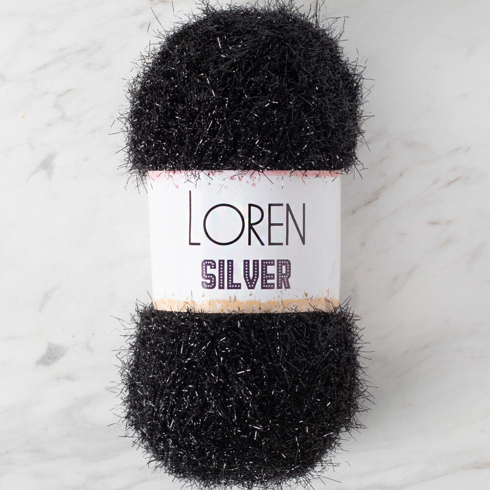Loren Silver Knitting Yarn, Black - RS1001