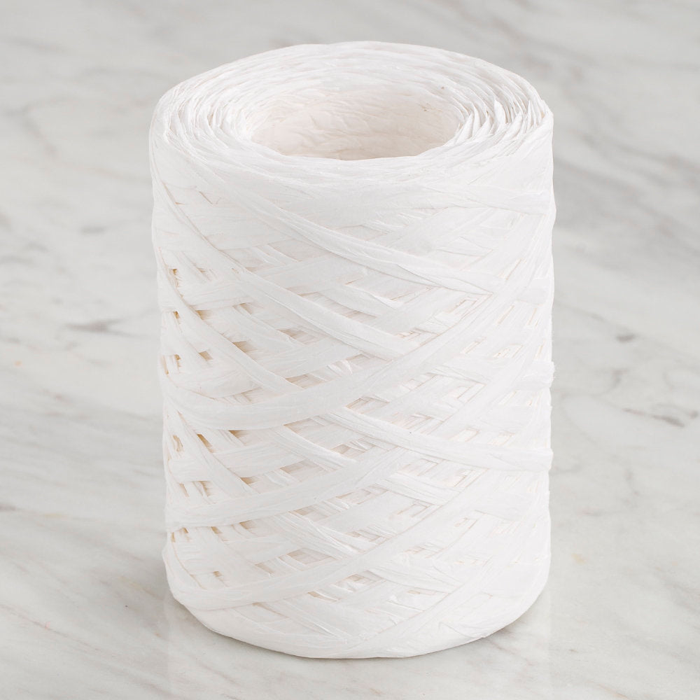 Loren Natural Raffia Paper Yarn, White - 1