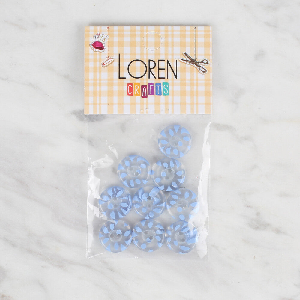 Loren Crafts 8 Pack Transparent Button, Blue - 29