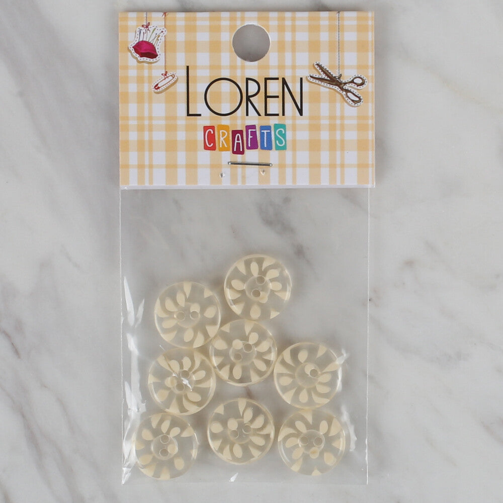 Loren Crafts 8 Pack Transparent  Button, Yellow- 30