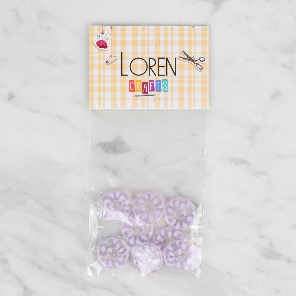 Loren Crafts 8 Pack Button, Lilac - 32