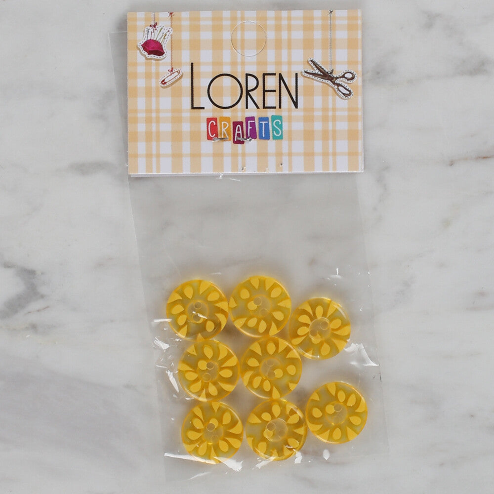 Loren Crafts 8 Pack Button, Yellow - 34