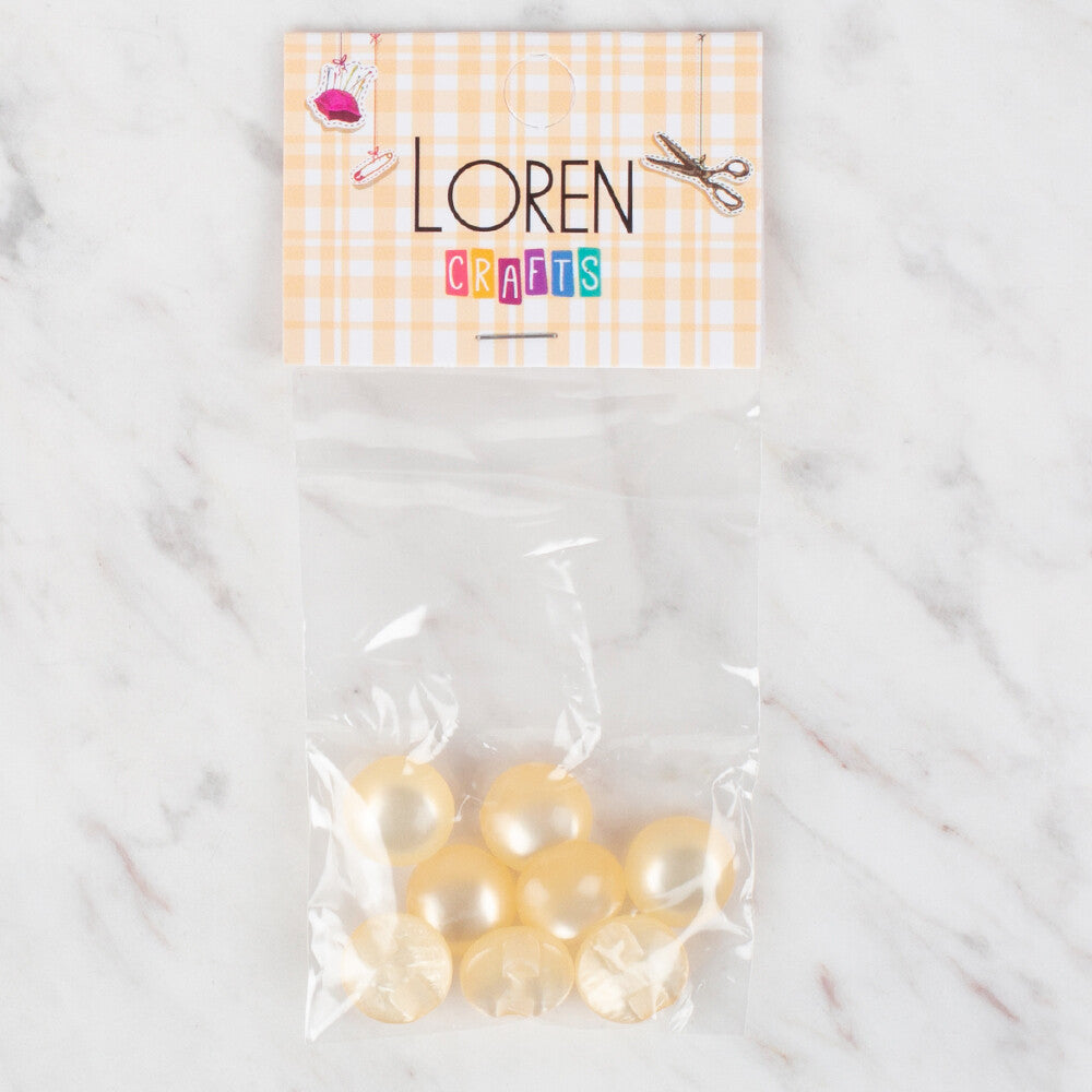 Loren Crafts 8 Pack Button, Light Yellow - 50