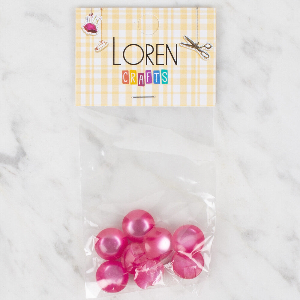 Loren Crafts 8 Pack Button, Dark Pink - 51
