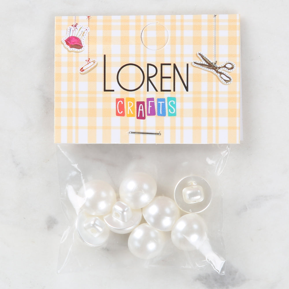 Loren Crafts 8 Pack Button, Ecru - 155