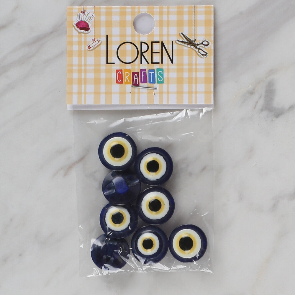 Loren Crafts 8 Pack Blue Bead Button, Dark Navy - 158