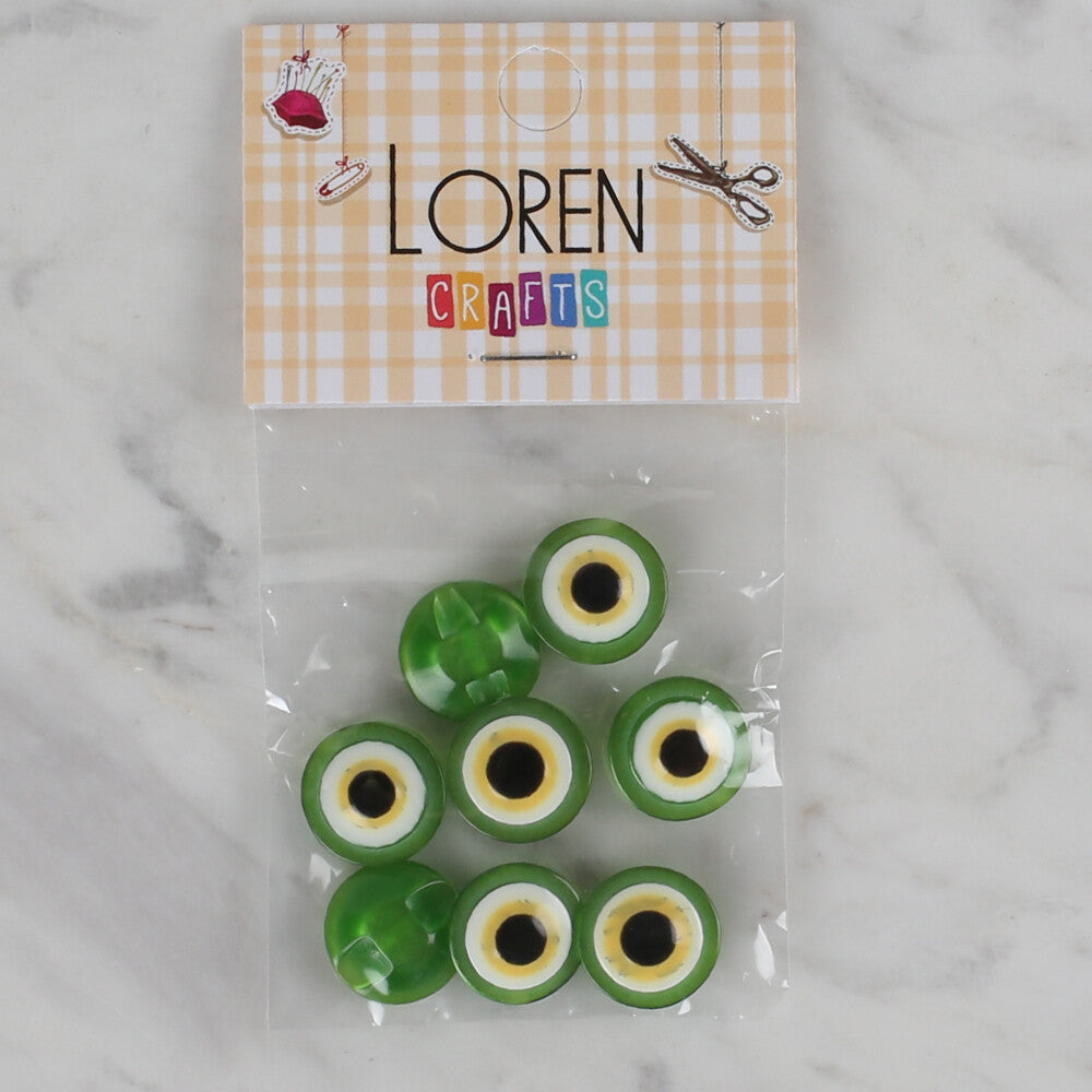 Loren Crafts 8 Pack Blue Bead Button, Green - 164