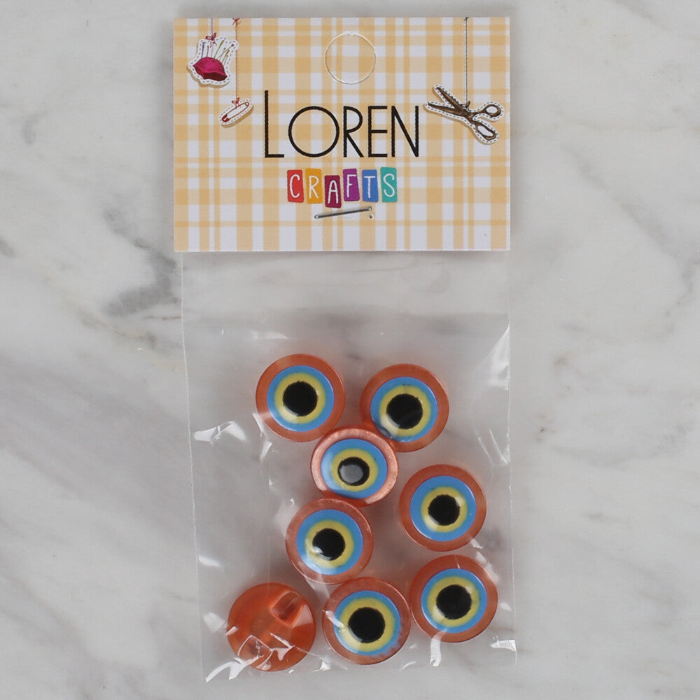 Loren Crafts 8 Pack Blue Bead Button, Orange - 166