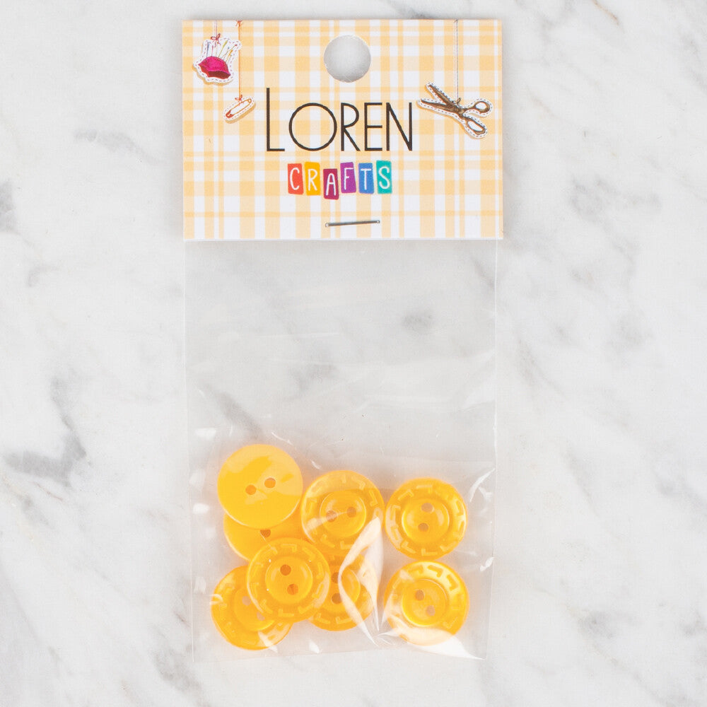 Loren Crafts 8 Pack Round Button, Yellow  - 193