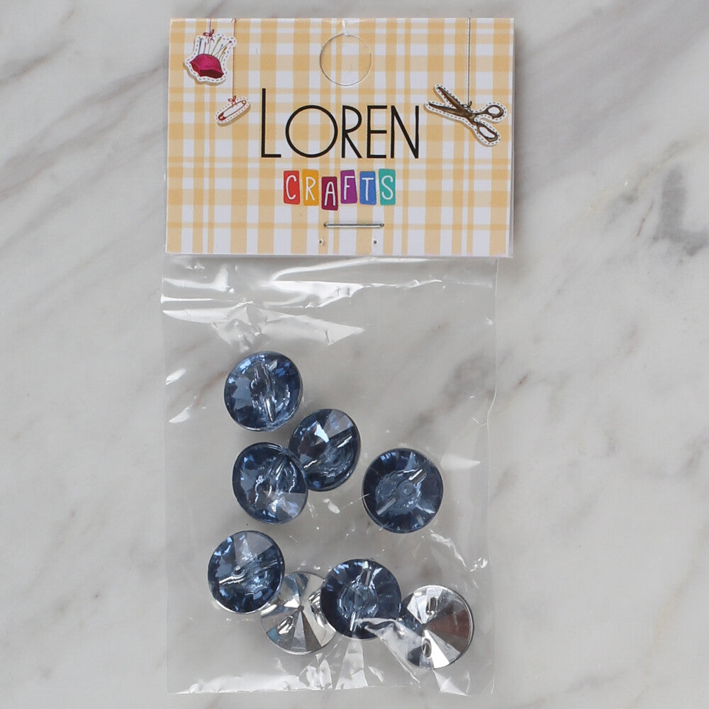 Loren Crafts 8 Pack Shiny Button, Blue - 196