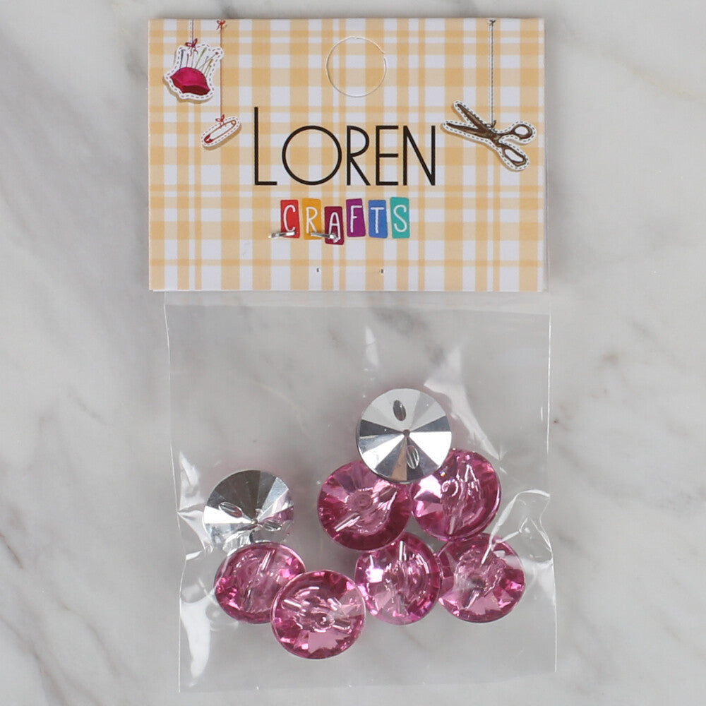 Loren Crafts 8 Pack Shiny Button, Pink - 202