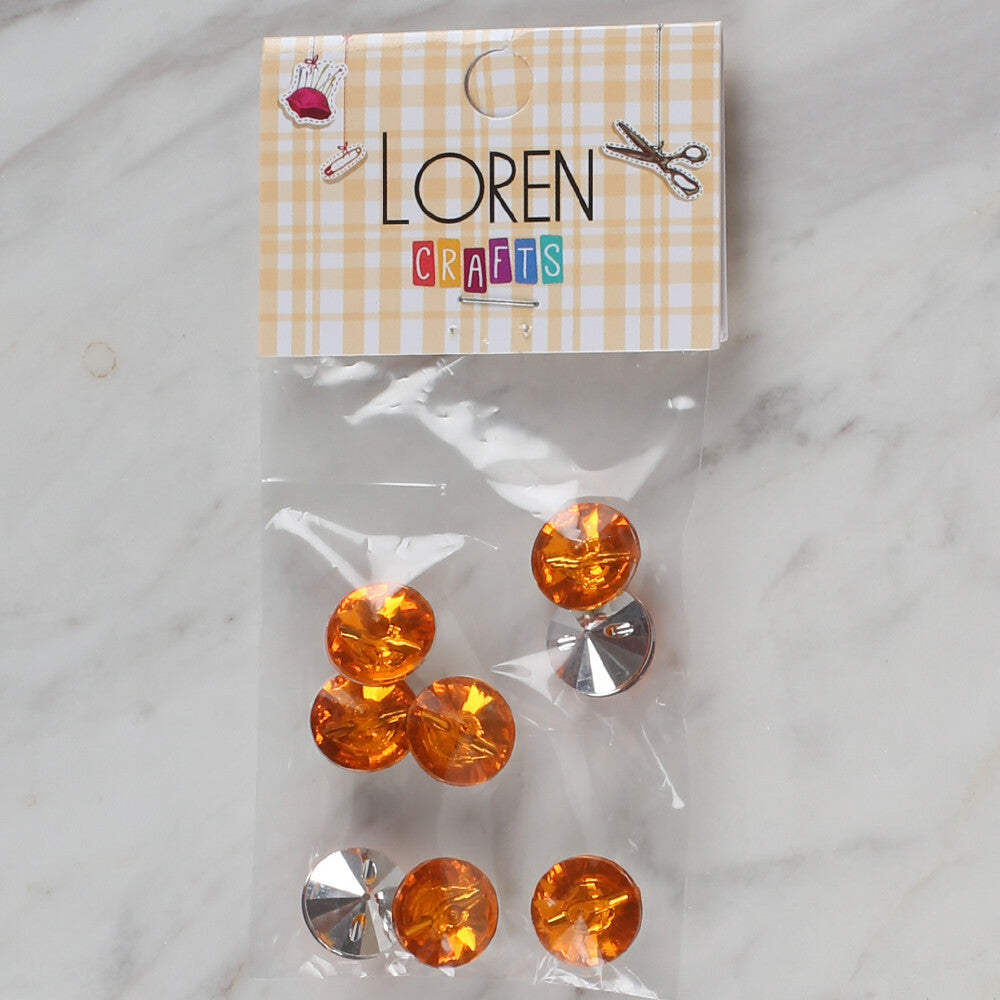 Loren Crafts  8 Pack Shiny Button, Orange- 205
