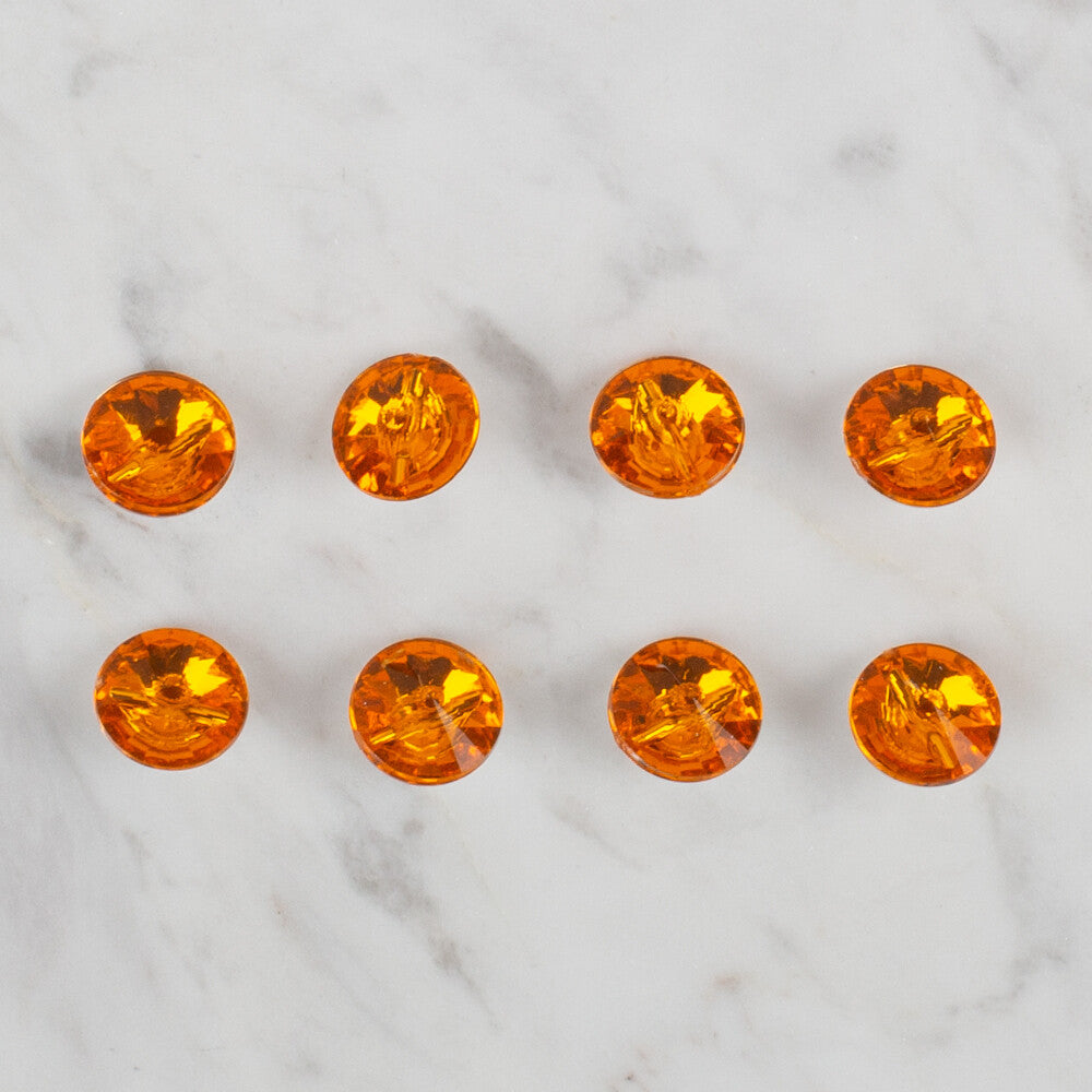 Loren Crafts  8 Pack Shiny Button, Orange- 205