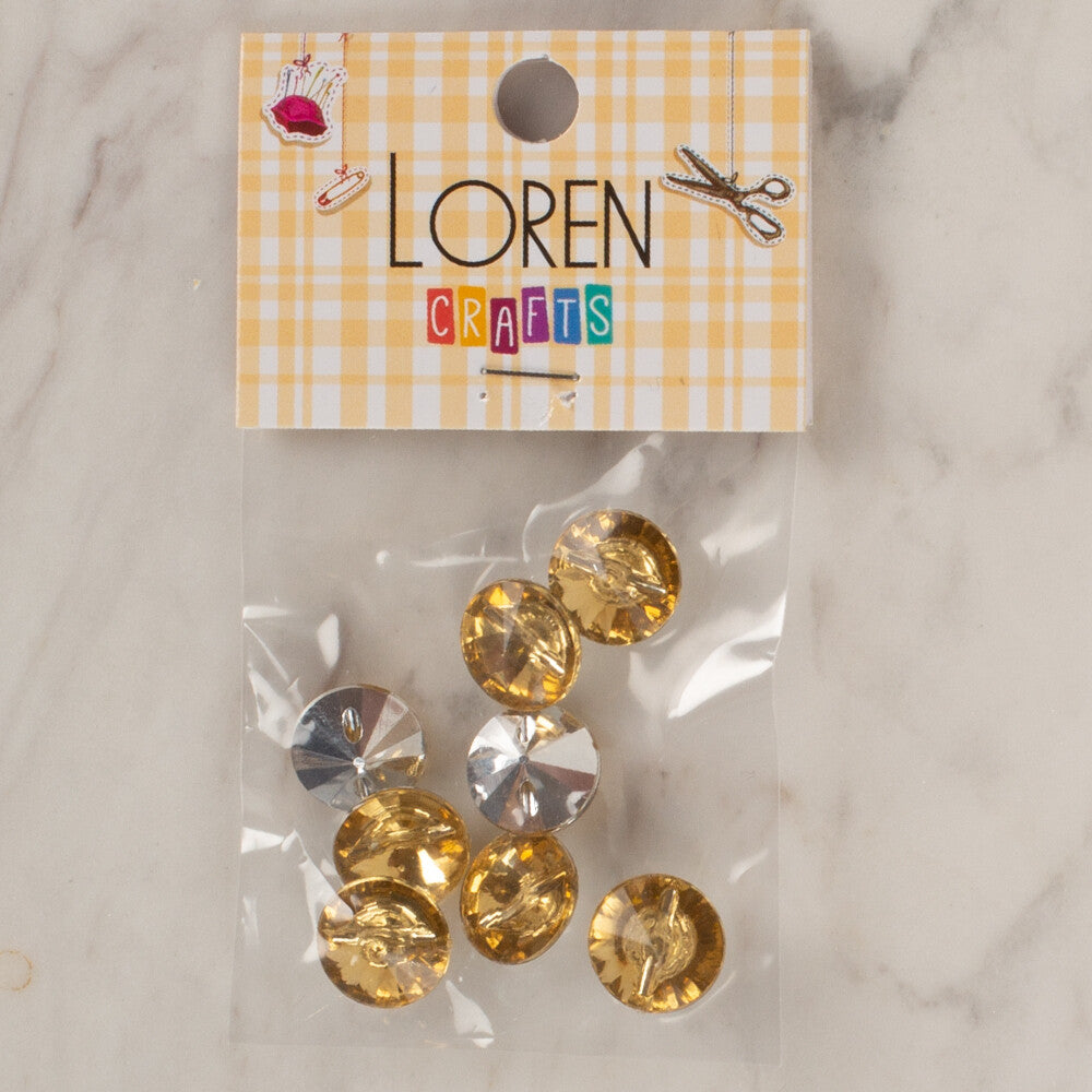 Loren Crafts 8 Pack Shiny Button, Gold - 207