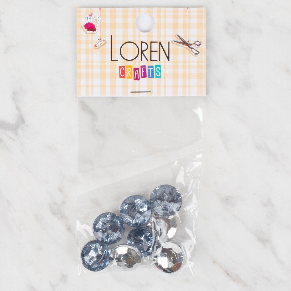 Loren Crafts 8 Pack Shiny Button, Dark Grey - 214