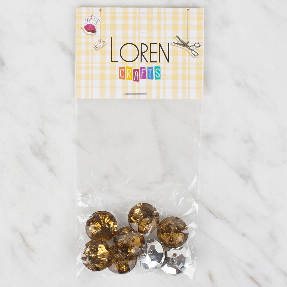 Loren Crafts 8 Pack Shiny Button, Bronze - 225