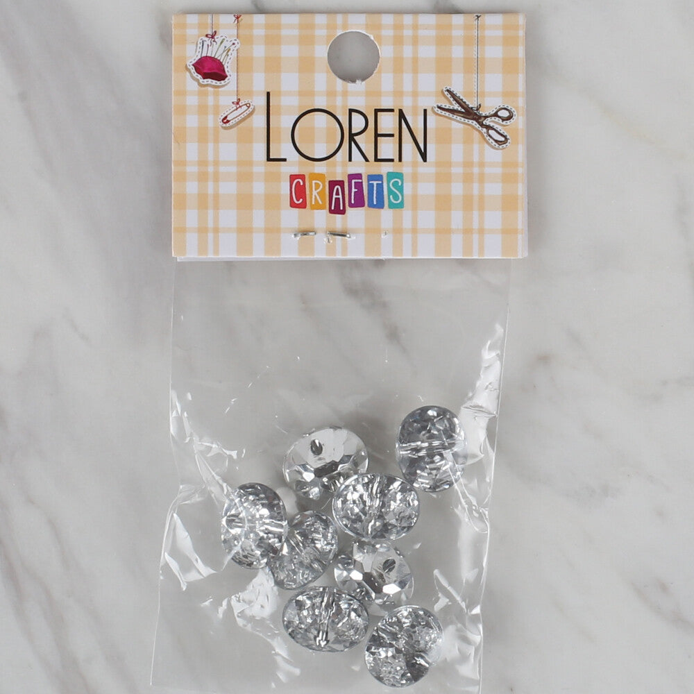 Loren Crafts 8 Pack Shiny Button, Silver - 231
