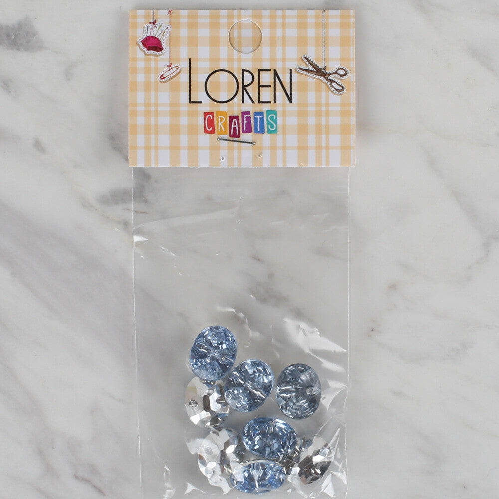 Loren Crafts 8 Pack Shiny Button, Light Blue - 233