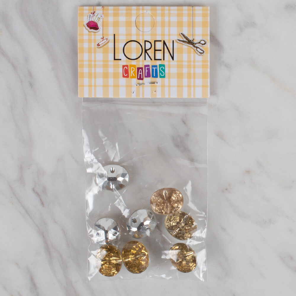 Loren Crafts 8 Pack Shiny Button, Gold - 244