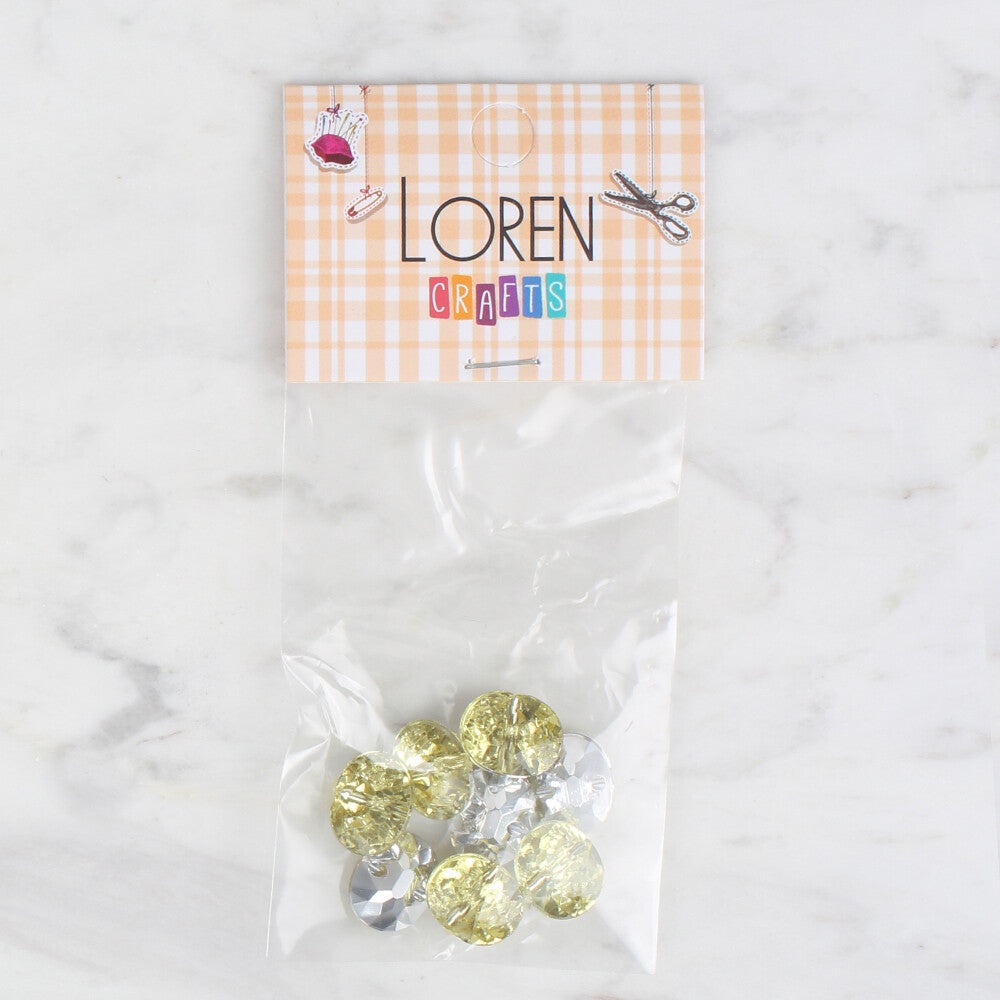 Loren Crafts 8 Pack Shiny Button, Light Green - 245