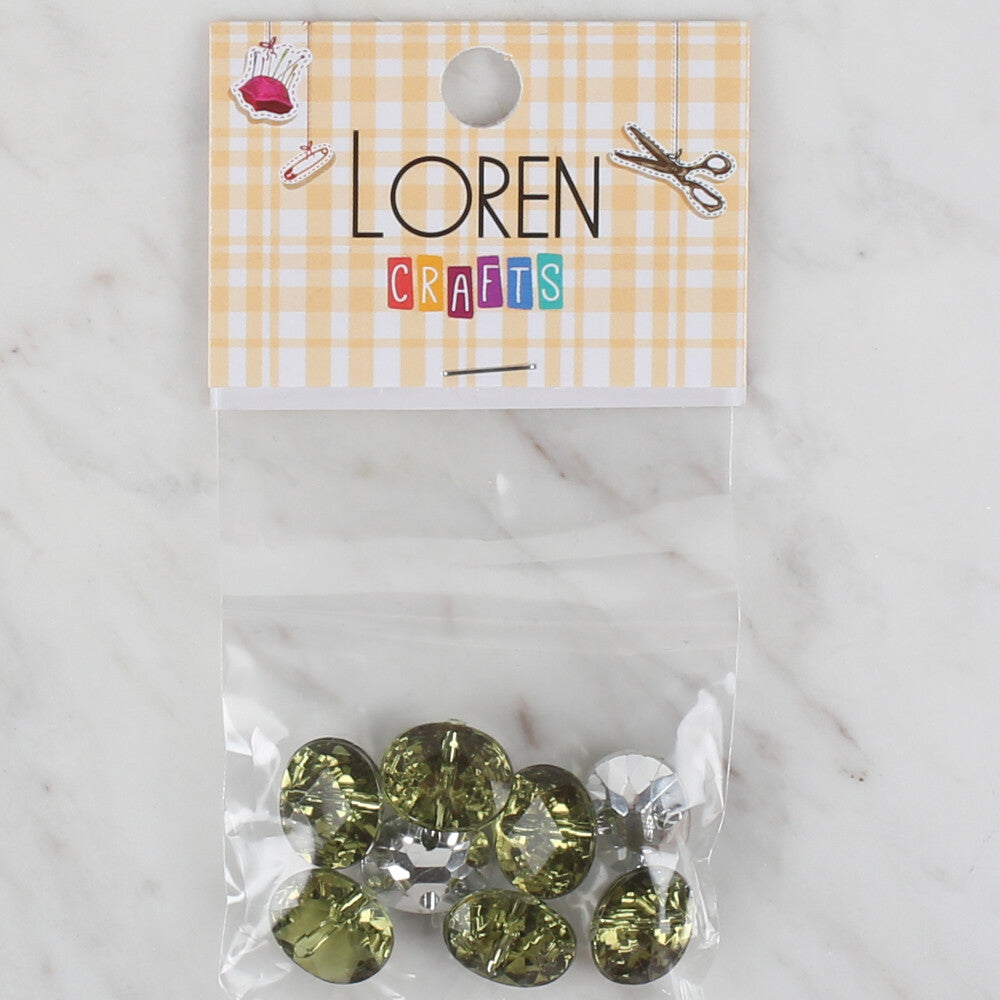 Loren Crafts 8 Pack Shiny Button, Green - 246