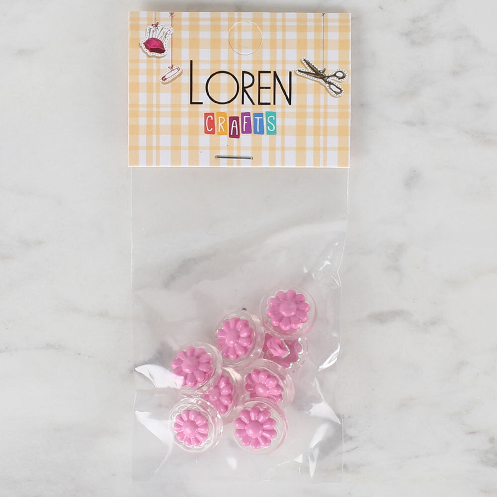 Loren Crafts 8 Pack Transparent Daisy Button, Pink - 254