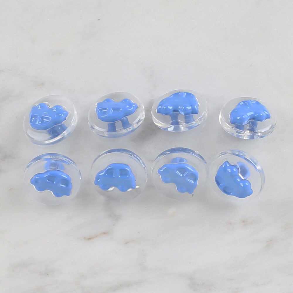 Loren Crafts 8 Pack Car Button, Transparent Blue- 261