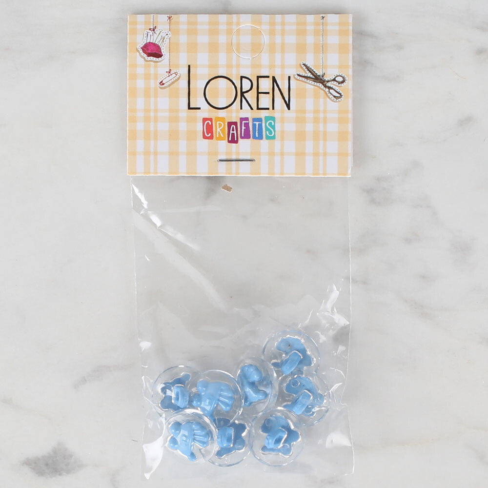 Loren Crafts 8 Pack Baby Stroller Button, Transparent Blue  - 262