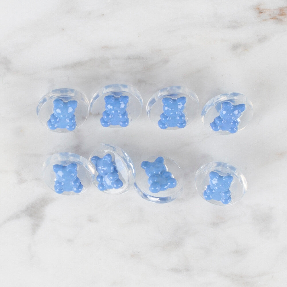 Loren Crafts 8 Pack Teddy Button, Transparent Blue - 271