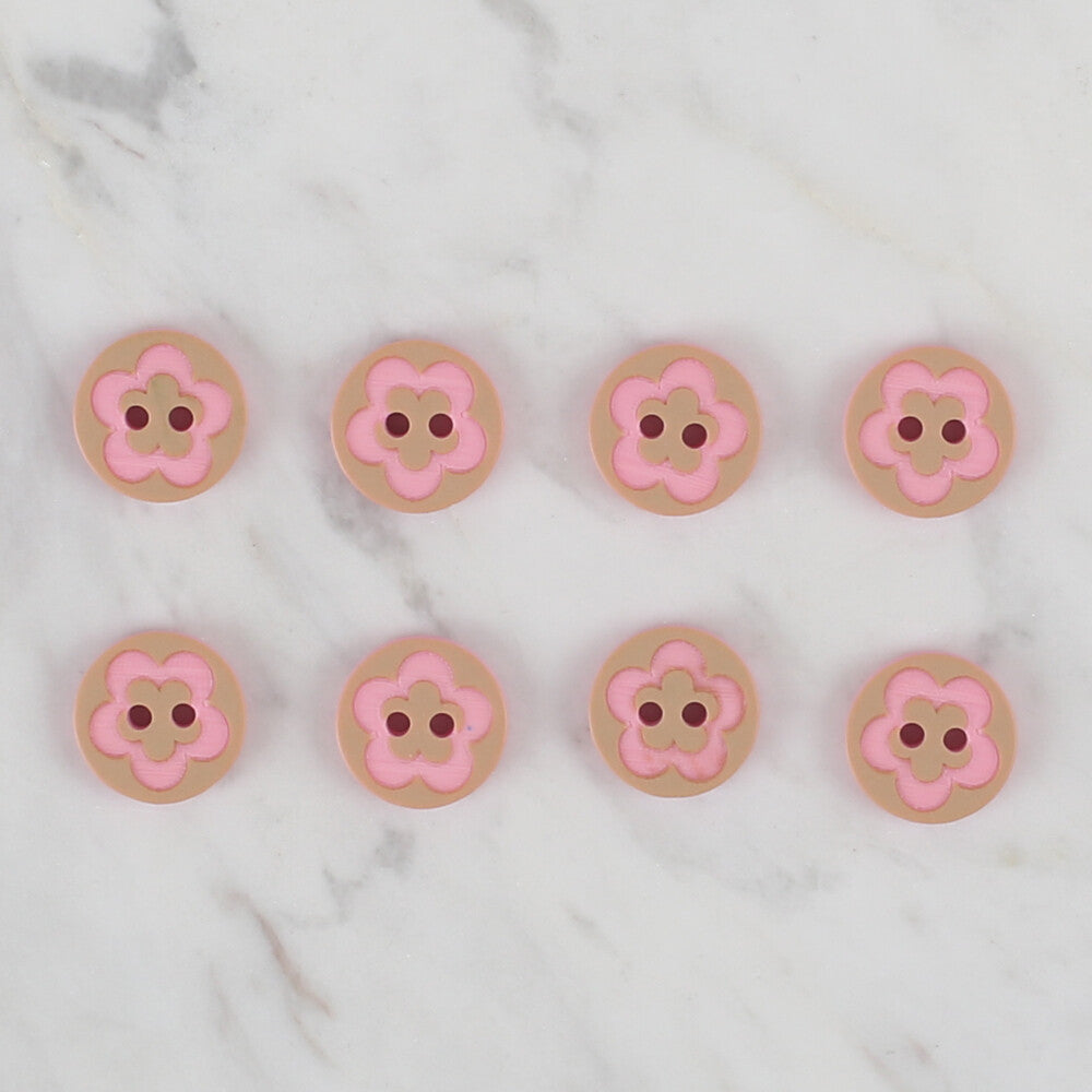 Loren Crafts 8 Pack Round Button, Pink - 317