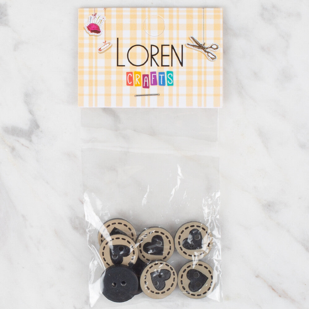 Loren Crafts 8 Pack Button, Black - 320