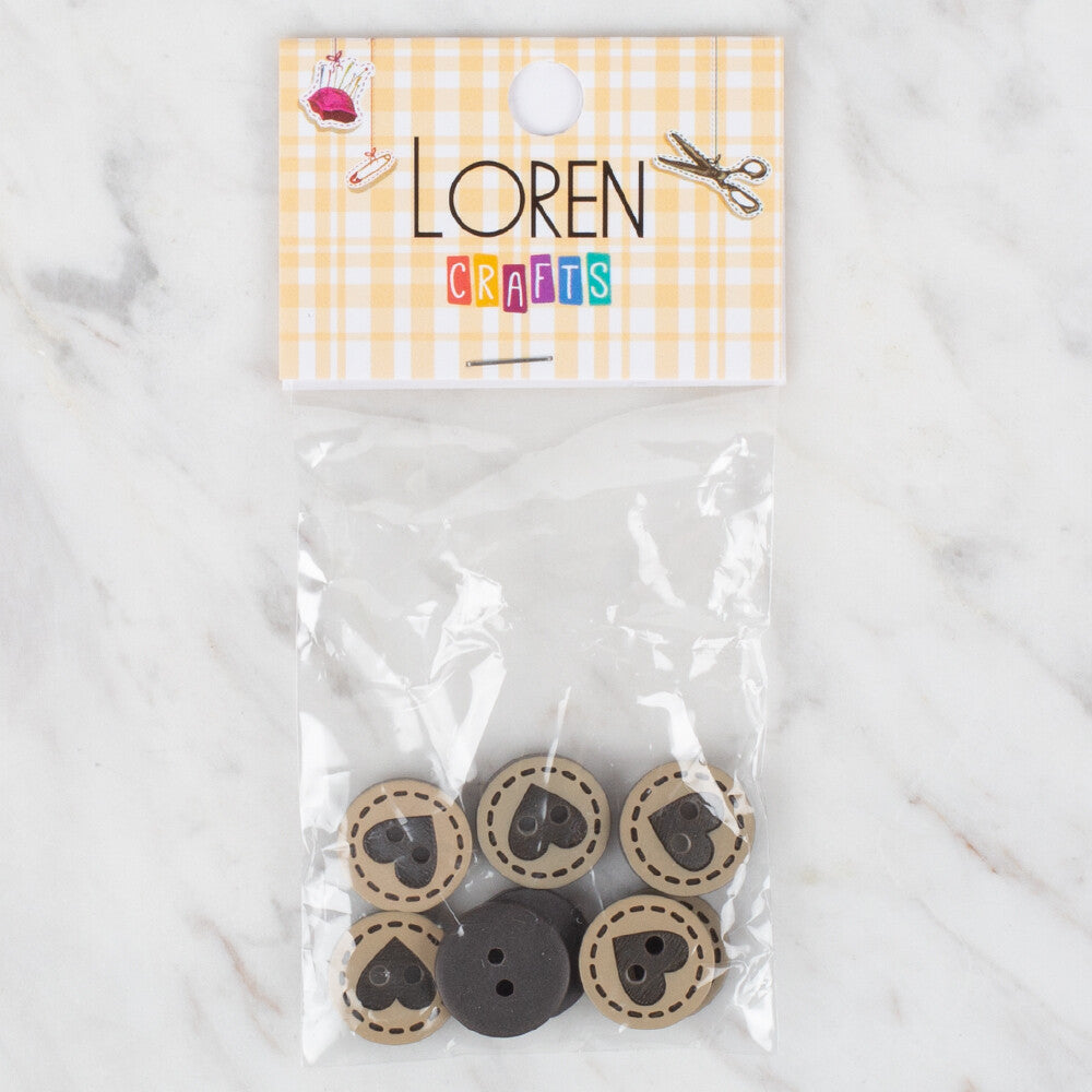 Loren Crafts 8 Pack Heart Button, Fume - 322