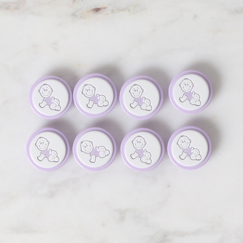 Loren Crafts 8 Pack Baby Shaped Button, Lilac - 374