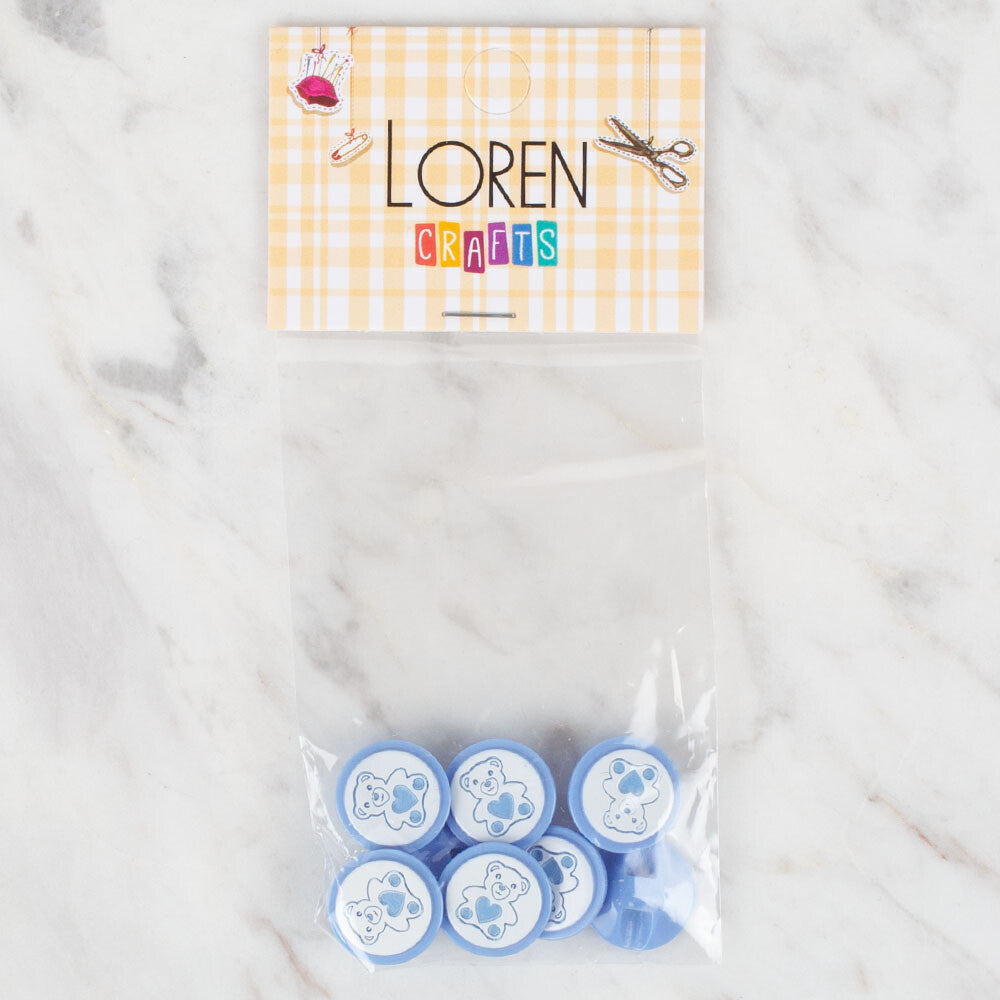 Loren Crafts 8 Pack Button, Blue - 403