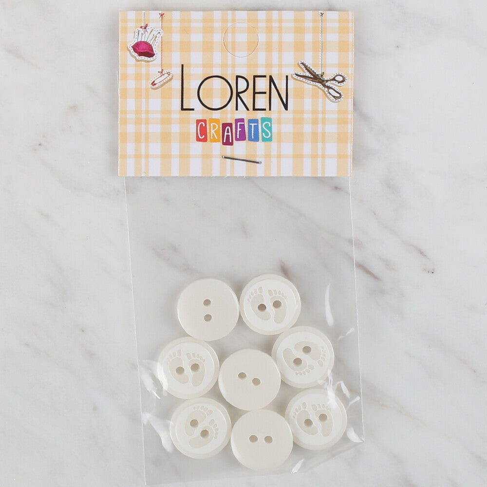 Loren Crafts 8 Pack Footprint Button, White - 433