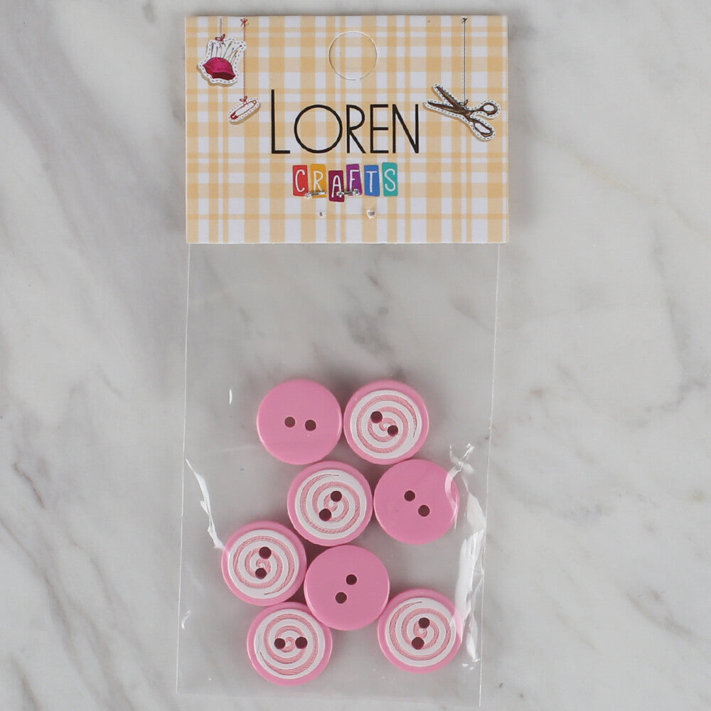 Loren Crafts 8 Pack  Round Button, Pink- 448