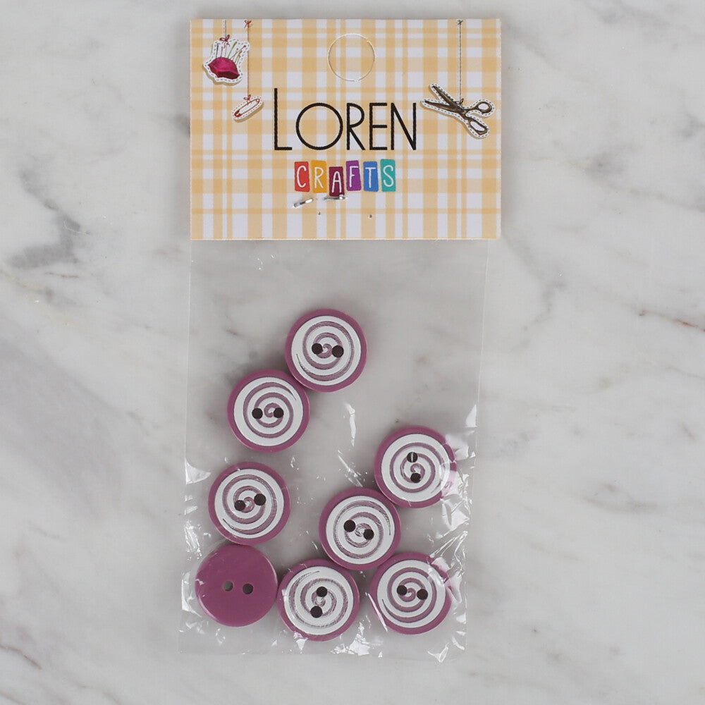 Loren Crafts 8 Pack Round Button, Cherry Red - 449